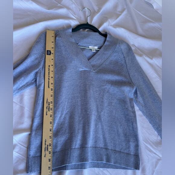 J. JILL Overlapping V Neck‎ Sweater XS Cotton Blend Blue Cozy Comfy luxury NEW - Picture 5 of 10